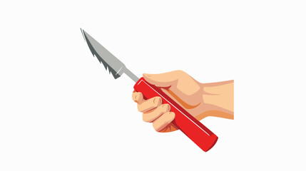 Hand holding chisel icon digital red for any design 