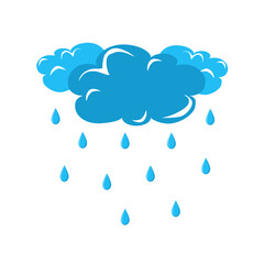 Vector illustration of rainy clouds, cloudy day, weather forecast. Rain symbol for meteorology