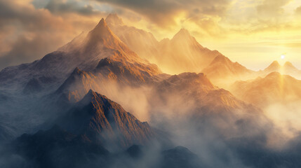 Golden Sunlight Bathing Rocky Mountains