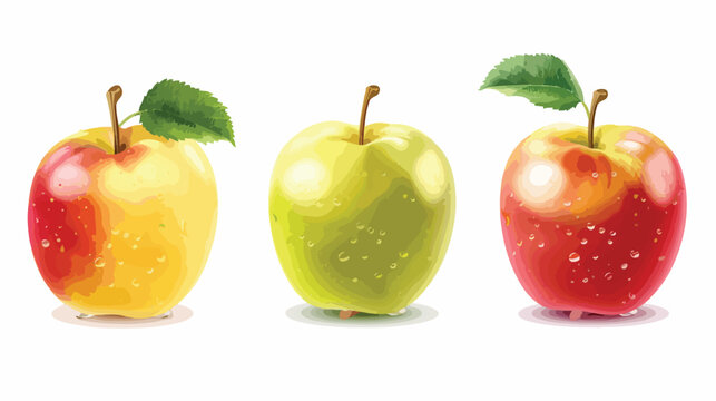 Healthy apples with leaf flat vector design  flat vector