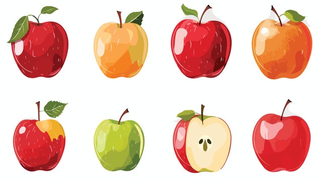 Healthy apples with leaf flat vector design  flat vector