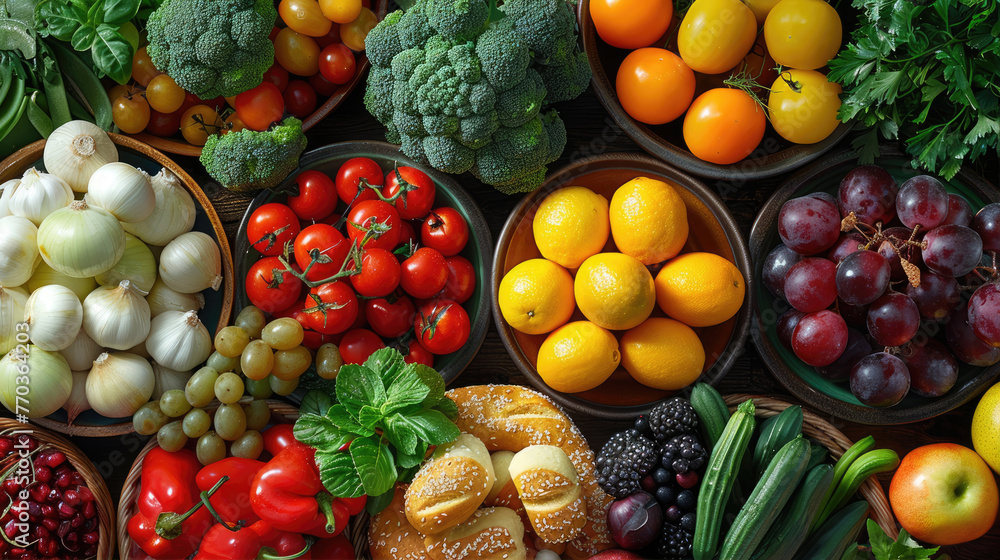 Sticker Variety of vegetables in the bowls, perfect ingredient for any dish