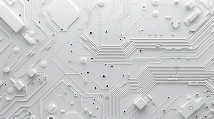 Circuit outline on pure white background technology background circuit background
