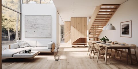 minimalist interior of a scandinavian modern house - obrazy, fototapety, plakaty