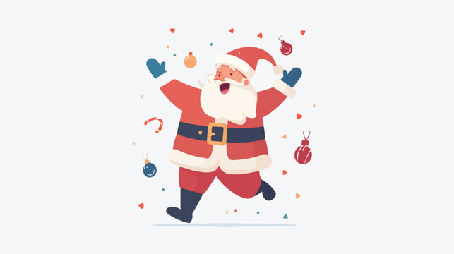 illustration of a Santa who isolated happy on Christmas Day