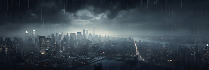 Torrential Downpour - A Powerful Display of Nature's Untamed Raw Energy through an Urban Rainstorm