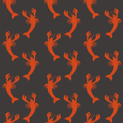 Red Lobster Silhouettes Black Background