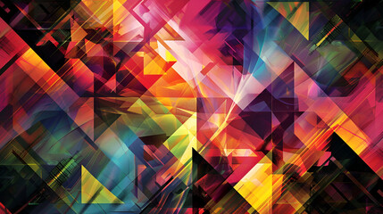 Stained glass style colorful pattern fills in a whole screen ,Abstract bright colorful background with different geometric elements
