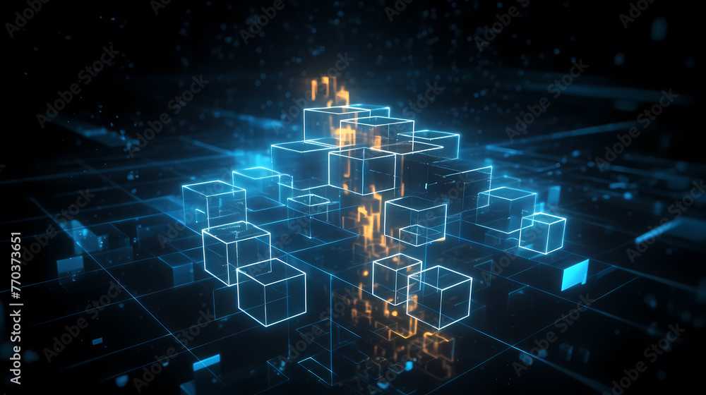 Wall mural infographics on big data array and future background