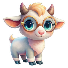 3d baby goat wearing glasses