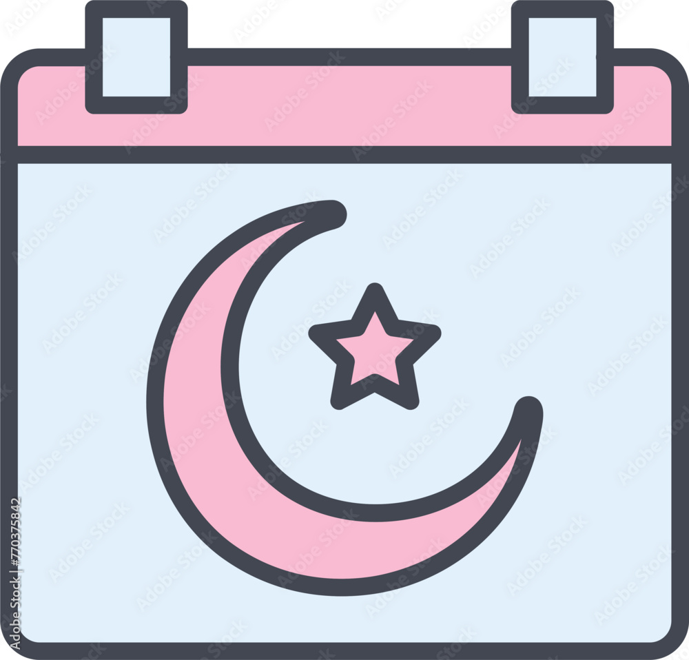 Poster Islamic Calendar Vector Icon