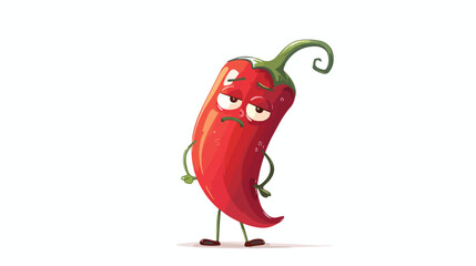 Cartoon Red Chili Pepper Character With Mexican 