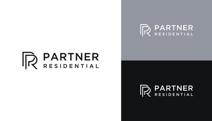 Initial Letter P R PR Monogram with Simple Connected Line Art Logo Design