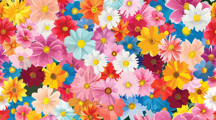 Mixed colorful flowers background. Vibrant colors