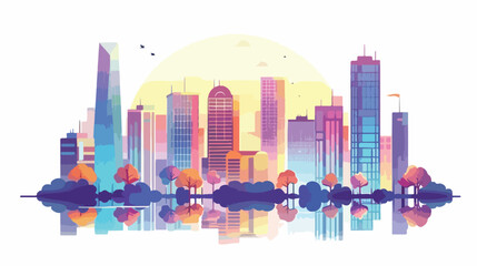 Modern city illustration Landscape art graphic and design