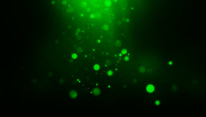 dark background with defocused green magical bokeh. festive background for St. Patrick's Day