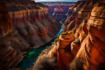 Fotobehang A kaleidoscope of colors fills the canyon's canvas as daylight transitions to dusk. © colorful imagination