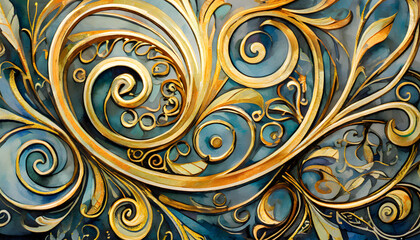 Art Nouveau metalwork. Generative AI.