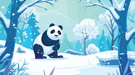 panda park winter season full of snow on the ground 