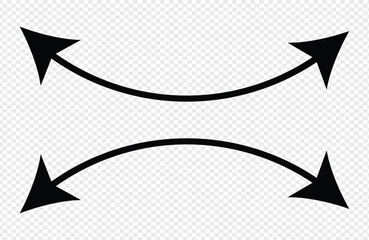 Dual semi circle arrow. Vector illustration. Semicircular cur ved thin long double ended arrow. Replaceable vector design ,  eps 10