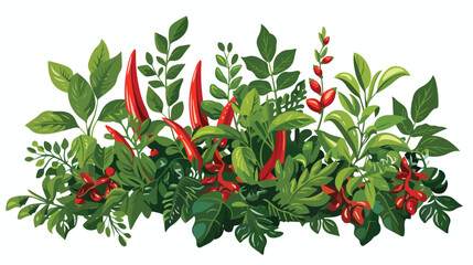 Paprika red and green tropical vegetation with a taste