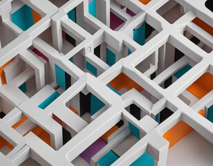 Abstract geometric structure, 3d render colorful background