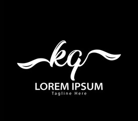 Initial handwriting letter KQ logo design. KQ logo design. KQ logo design vector template in black background.