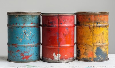 Obraz premium Cans of paint on a white background.