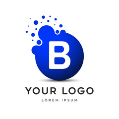 Letter B Logo with dots, Lettering  unit with round digital pixels circles mnemonic. Alphabet B Letter Design vector graphic. single letter symbol, icon - editable vector logo