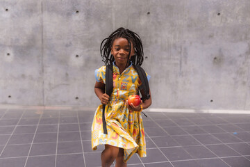 African American girl late for class