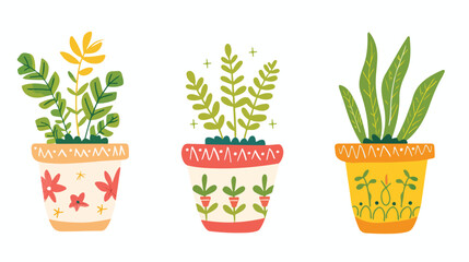 Playful Plant Pots Whimsical Pot Icon  flat vector 