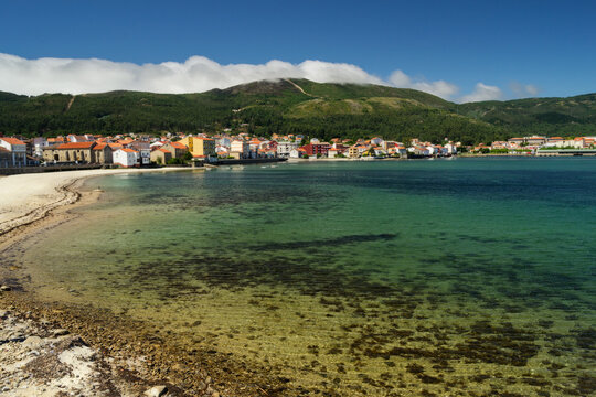 beautiful clear water in Rocha beach, located in Muros, Galicia, Spain