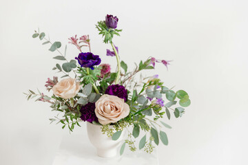 Muted Purple Floral Arrangement in Minimal Home Setting