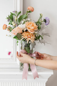 Florist in Action Arranging Florals