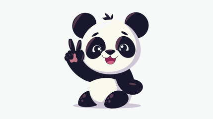 Cute panda with peace hand sign gesture cartoon chara