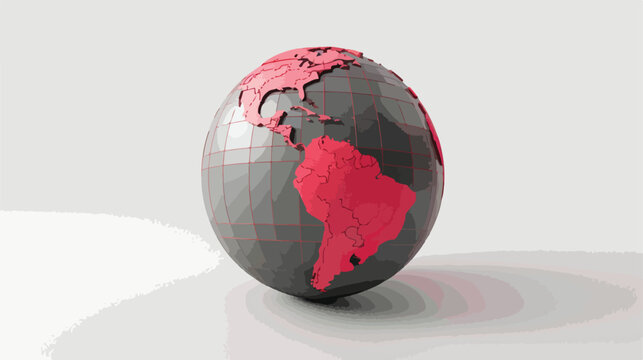 render of Brazil in red on grey political globe