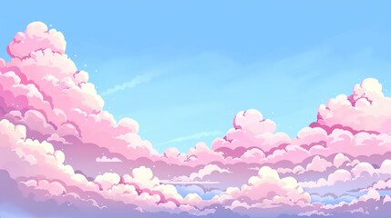 pink clouds and blue sky background