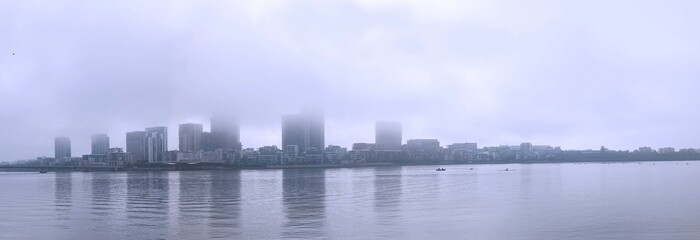 View to Rhodes from Wentworth Point on a foggy day