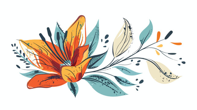 Decorative hand drawn abstract flower. Vector  Flat vector