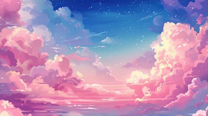 pink clouds and blue sky background