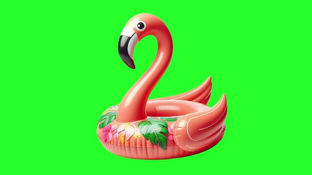 inflatable flamingo float video with green screen background