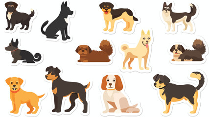 Dog Stickers Flat Icon  Flat vector isolated on white