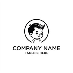 kid boy logo, design inspiration, illustration, vector