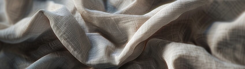 Subtle linen fabric texture with gentle folds and shadows for a minimalist and calming aesthetic - obrazy, fototapety, plakaty