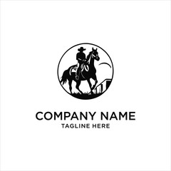 cowboy and horse logo, design inspiration, illustration, vector
