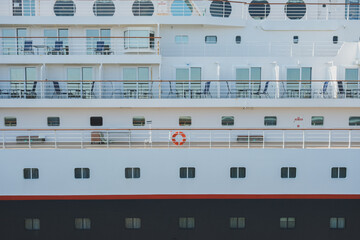 Modern family fun cruiseship cruise ship liner Nippon Maru in Yokohama port near Tokyo, Japan...