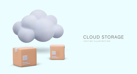 Advertising cloud storage. Concept in realistic style with place for text