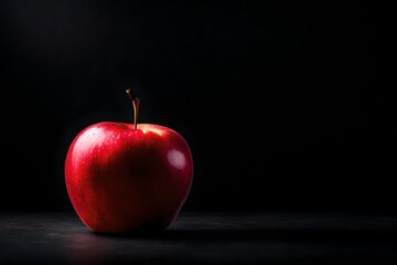 glowing red apple in front of black wall HD Clear 4k image