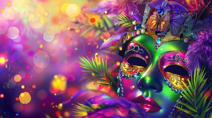 new orleans mardi gras carnival background with mask 