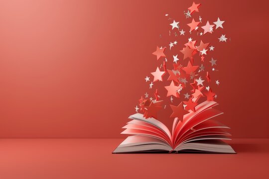 A red book with stars on the pages
